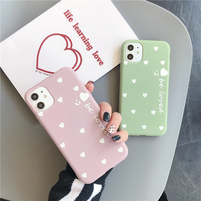 fashion love heart couple phone case for iphone 11 pro max x xs xr 7 8 6 6s plus soft tpu silicone girl protective back cover free global shipping