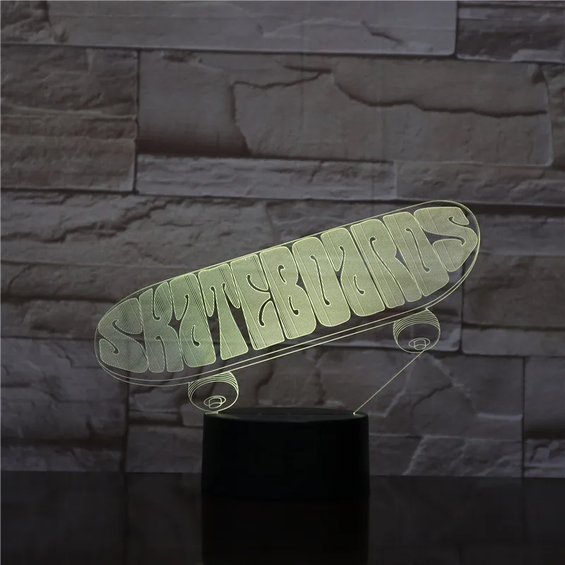 Фото 3D светодиодный, Спортивная Настольная лампа для скейтборда, USB-ночник, 7 цветов, изменение спальни, украшение для дома, скейтборд, детские под... №4