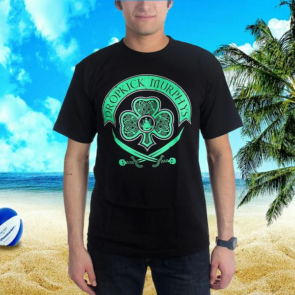 

Summer Authentic Dropkick Celtic Swords Shamrock Gentle Men New Cotton Hip Hop T-shirt O Neck Letter Printed Tops Black
