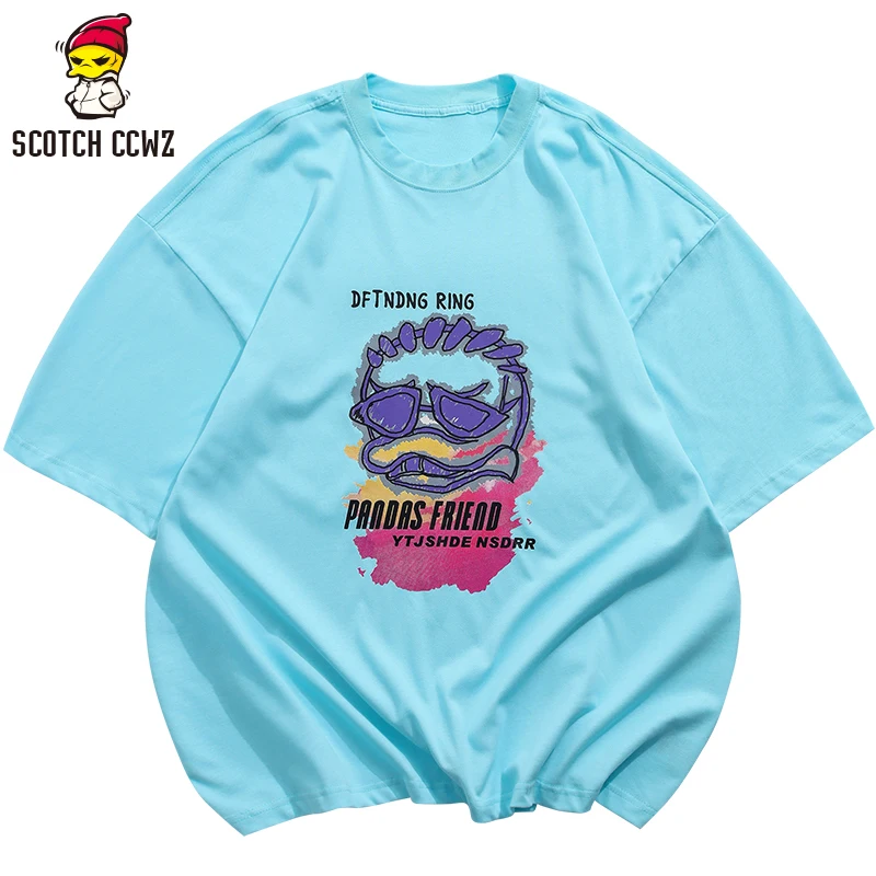 

SCOTCH CCWZ Hip Hop Streetwear Harajuku T Shirt Print Street Fashion 2021 Men Summer Short Sleeve T-Shirt Cotton Loose