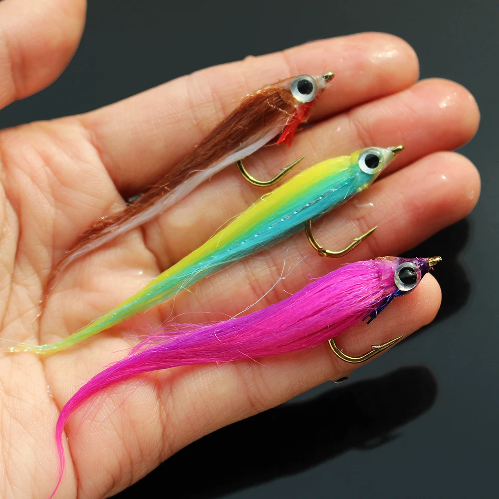 

Tigofly 12 pcs Brown/Fuchsia/Yellow Polar Fry Slowly Sinking Salmon Trout Steelhead Minnow Fly Fishing Flies Lure Set-Size #2
