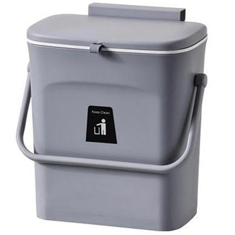 

2.4 Gallon Kitchen Trash Can with Slide Lid,Under Sink Garbage Can, Waste Bins with Inner Barrel,Hang Trash Bin