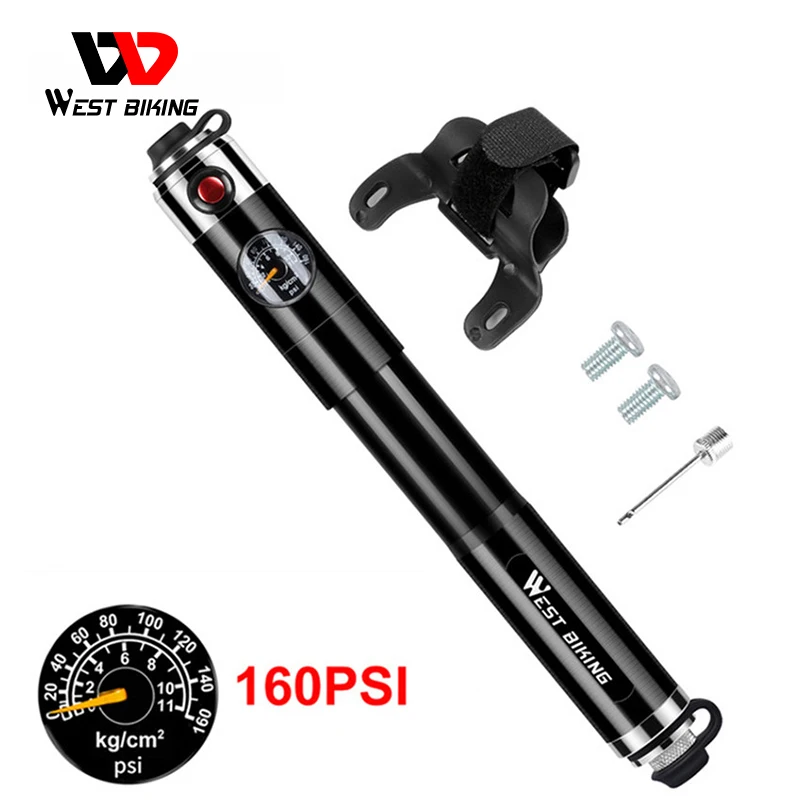 WEST BIKING велосипедный насос высокого давления 160psi алюминиевый воздушный Presta Schrader