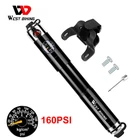 Насос велосипедный накачиваемый высокого давления, WEST BIKING фунтов на квадратный дюйм, алюминиевый, со шлангом