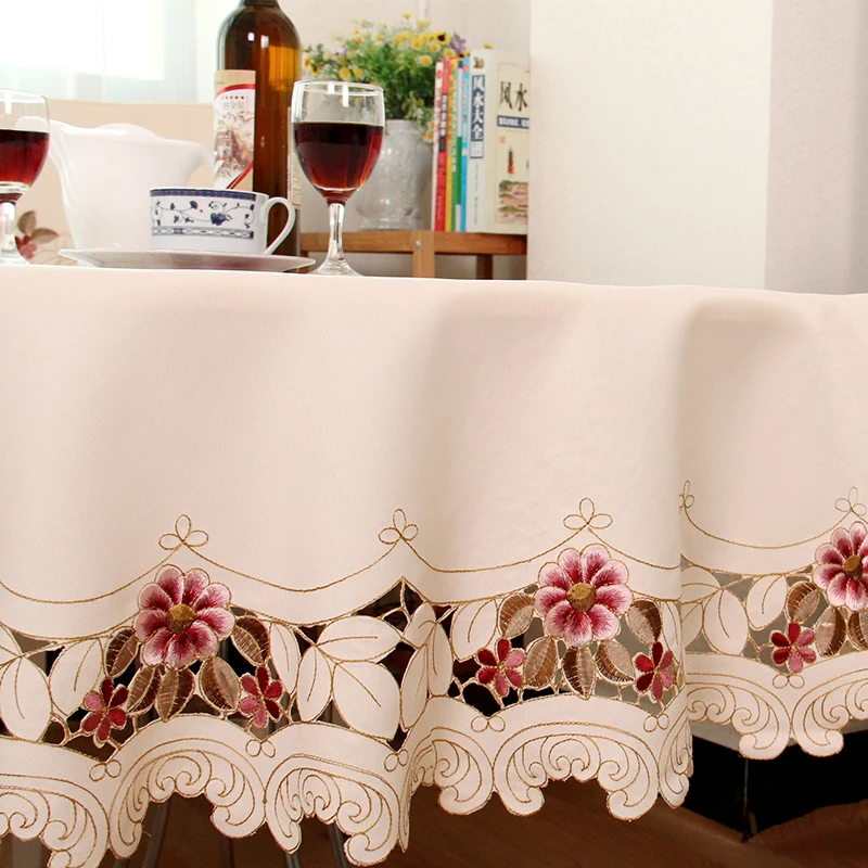 Скатерть с вышивкой в европейском саду круглая скатерть для обеденного стола