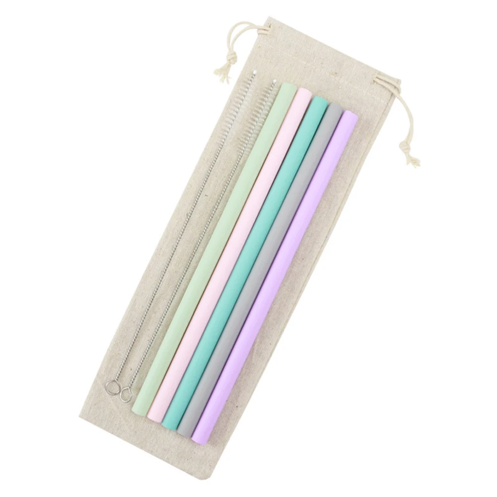 8 шт. портативный многоразовый силиконовый набор соломинок гибкие соломинки с