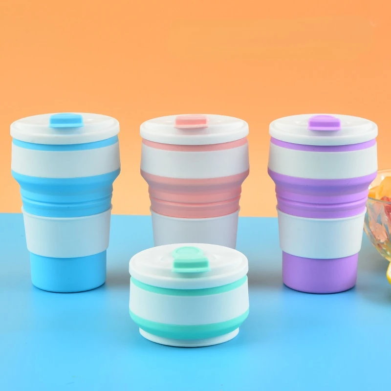 350ML Silicone PP Folding Cup Collapsible Mug With Cover Coffee Travel Outdoors Portable Water Drinking Tea Cups Multi-function | Дом и сад