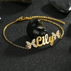 Модное женское ожерелье-браслет с бабочками и бриллиантами, индивидуальное украшение из нержавеющей стали