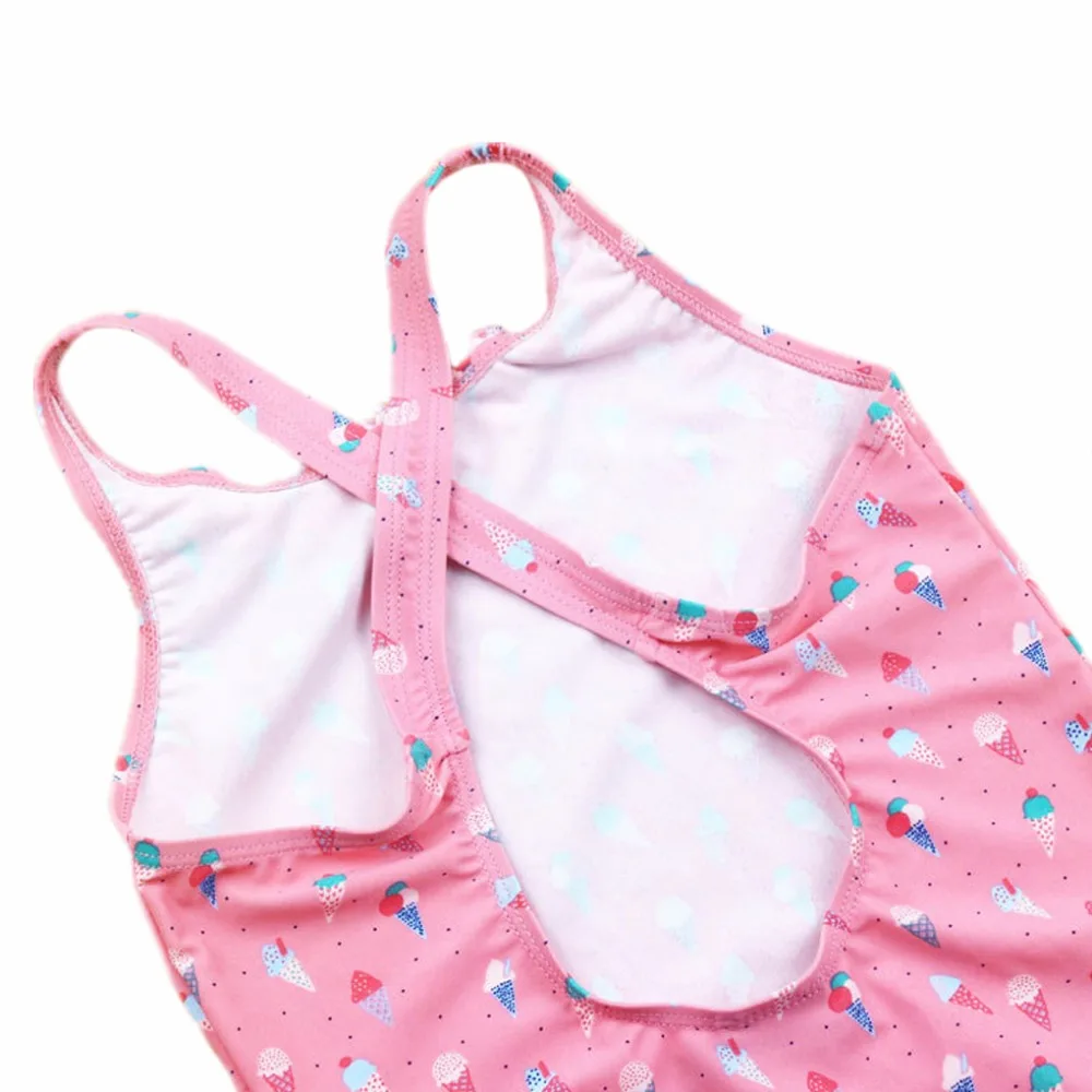 Купальный костюм для девочек 2-11 лет розовый купальник с изображением мороженого