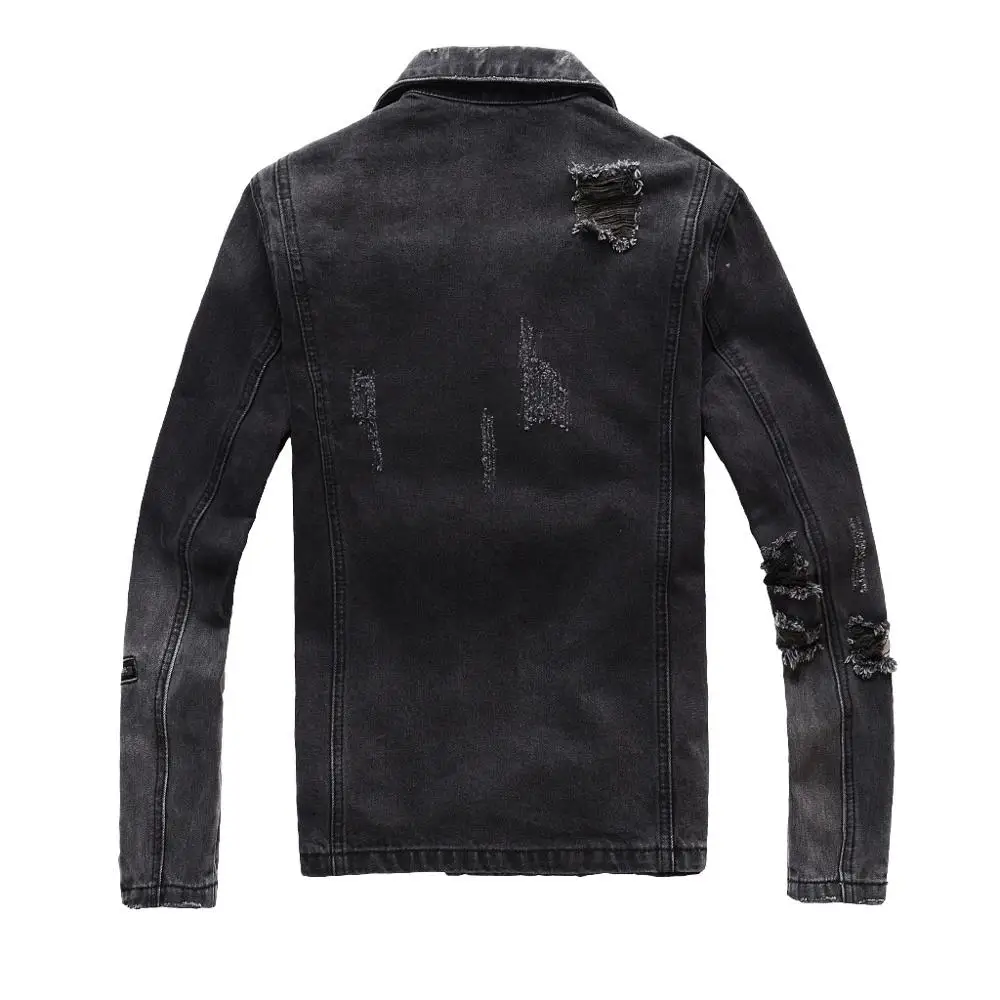 Fashion Men's Denim Jacket Black Zipper Multi Bag Punk Motorcycle Jeans 478009 | Мужская одежда