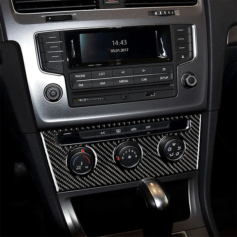 

Carbon Fiber Car Accessories Interior Air Conditioning Knob Decoration Cover Trim Stickers For Volkswagen Golf 7 2013-2017