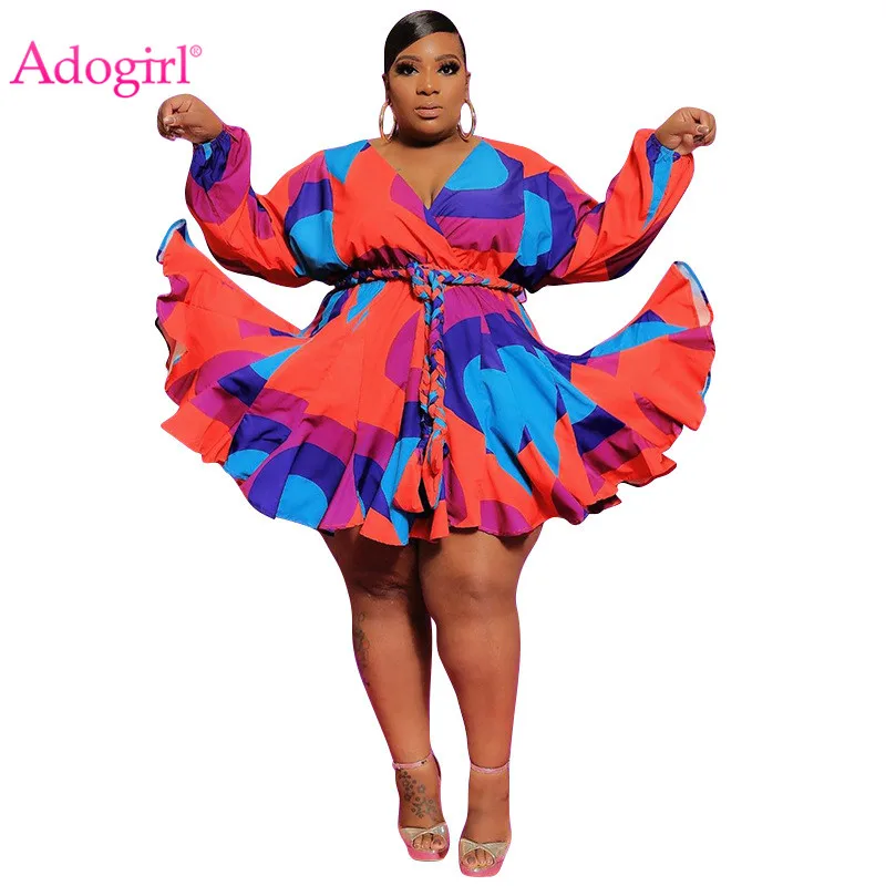 Осеннее свободное Плиссированное мини-платье Adogirl с принтом в виде краски