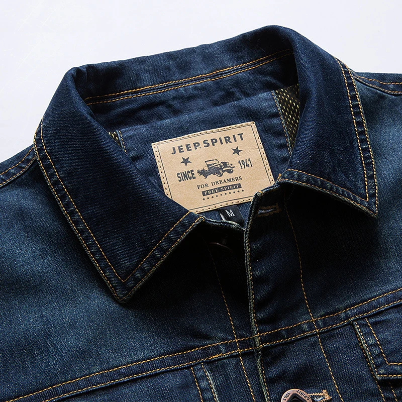 

Autumn Jeans Jacket Men Military Denim Jacket Single Breasted Mesh Liner Men Jacket Plus Size M-4XL Many Pockets Veste Homme