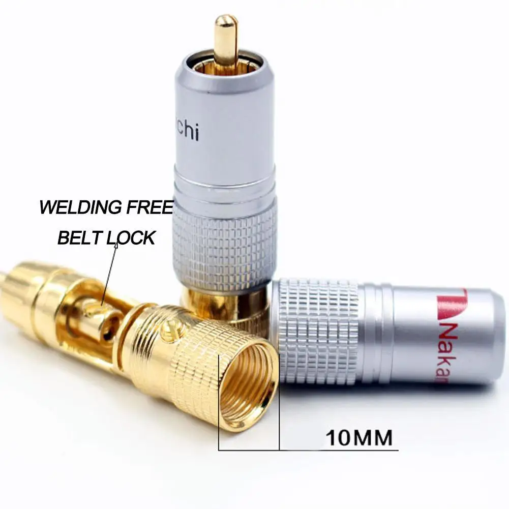 

2 Pcs R1716 Nakamichi RCA Plug Audio Cable Connector Glod Plated 24K New +100% K3Q0
