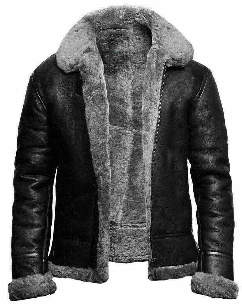 

Мужская зимняя куртка, теплая Толстая флисовая кожаная куртка, модная мотоциклетная кожаная куртка с отложным воротником, шерстяная толста...
