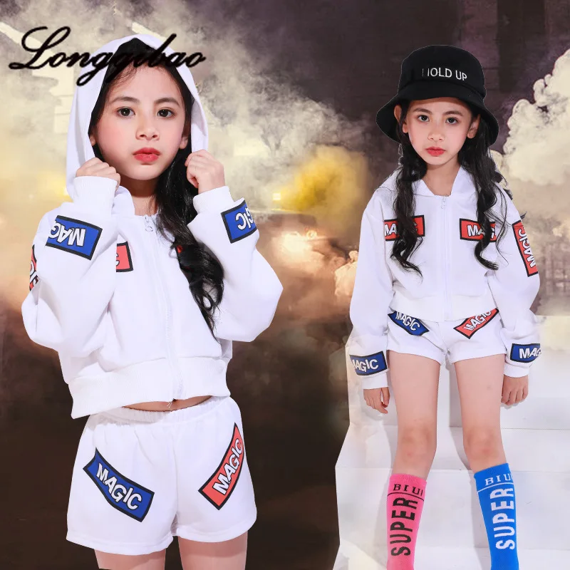 Детские костюмы хип-хоп новые Сценические для девочек детский Джаз-танец детская