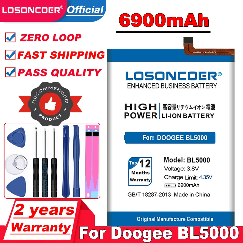 Аккумулятор LOSONCOER для смартфона Doogee bl5000 6900 мАч|Аккумуляторы мобильных телефонов|