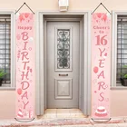 Розовый 16 лет на день рождения дверной баннер удовлетворить 16 Happy Birthbay вечерние Декор шар цвета розового золота Cheer 16 принцессы шестнадцать воздушный шар на день рождения