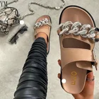 Горячая 2021 новые модные кожаные женские дизайнерские летние сандалии с пряжкой Вечерние обувь; Комнатные тапочки; Обувь на плоской подошве с домиком; Zapatillas; Большие размеры 36-43