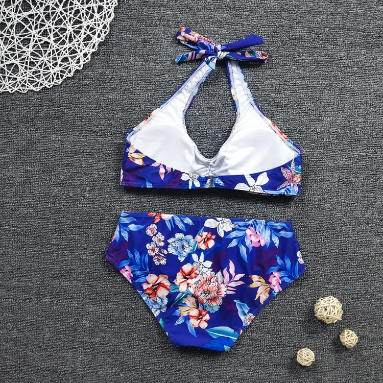 

Floral Print Bikini Halter Push Up Padded Two Piece Swimsuit Women Beach Bathing Suit High Waist Swimwear Traje De Bano Mujer