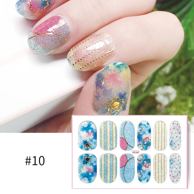 1 лист накладные ногти обертывания наклейки самоклеющиеся клейкий трансферный