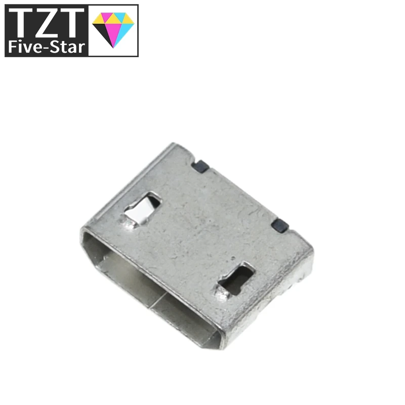 100 шт. Micro USB 5-контактный разъем без бокового бычьего рога usb-разъем плоский рот