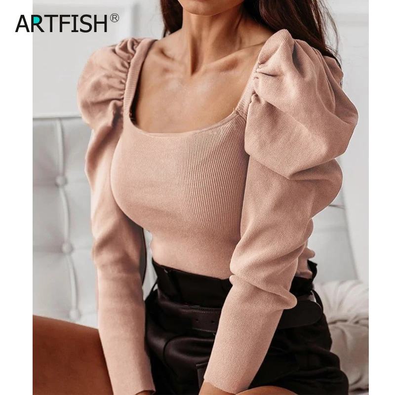 

Женский облегающий джемпер, однотонная трикотажная вязаная крючком одежда с длинным рукавом, Трикотажный боди в винтажном стиле ретро, мод...