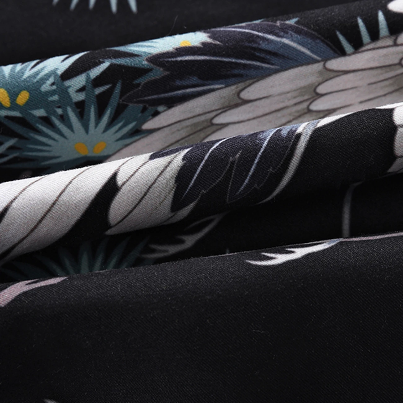 Рубашка мужская оверсайз в стиле хип-хоп с принтом журавлей хлопковая уличная