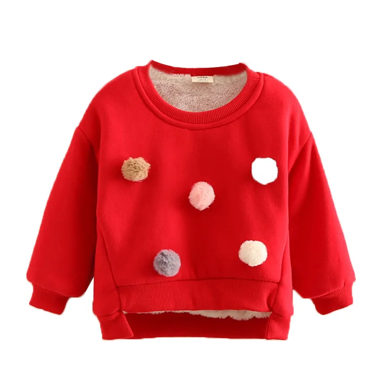 Зимняя плотная теплая футболка для маленьких девочек Детская школьная одежда с