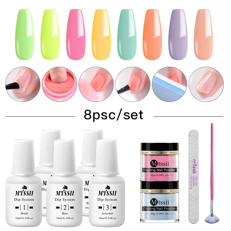 

Mtssii 10g Nail Dip Powder Set Dipping Dip Dust Nail Art Decoration French Glitter Shinning Nail Glitter Without Lamp Cure