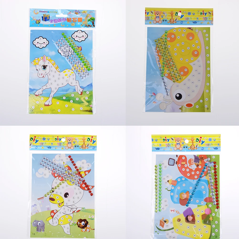 

DIY Diamond Sticker Handmade Crysta Paste Painting Mosaic Puzzle Handmade Stickers For Kids Random Style 12Pcs/lot