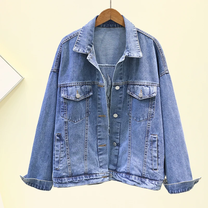 Женская джинсовая куртка с вышивкой журавль весенняя базовая винтажная короткая