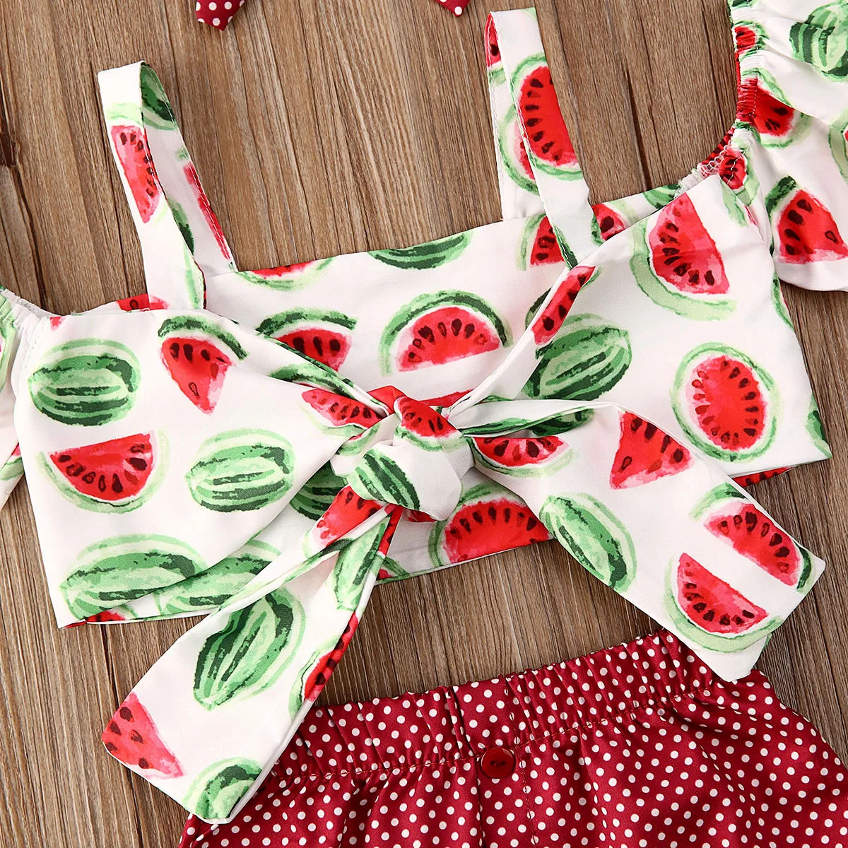 Комплект одежды для маленьких девочек из 3 предметов футболка с открытыми