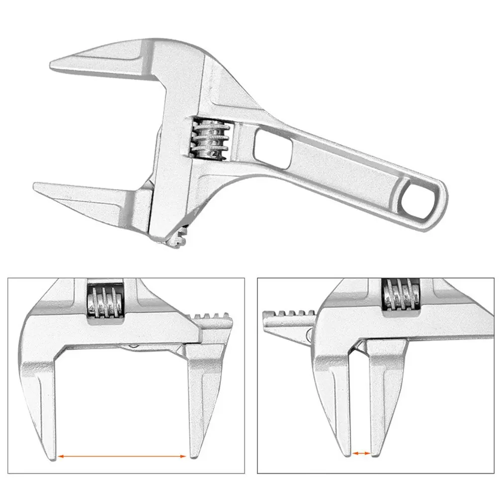 

Universal Multifunctional Short Handle Wrench Large Opening Bathroom Wrench Adjustable Aluminum Alloy Repair Tool