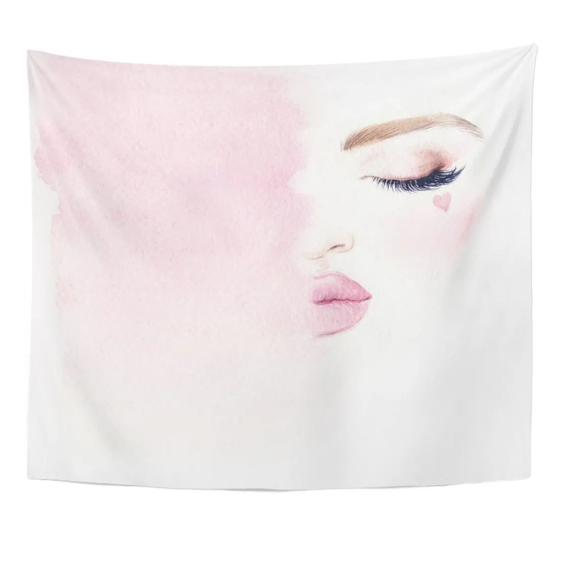 Красота макияж Красивая женщина лицо и место Акварель картина домашний Декор