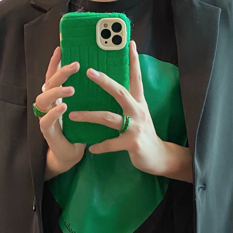 

Luxury Japanese Lattice Warm Lamb Plush Fabric Phone Case For iPhone 13 12 11 Pro Max X Xs Max Xr 7 8 Puls Soft Back Cover