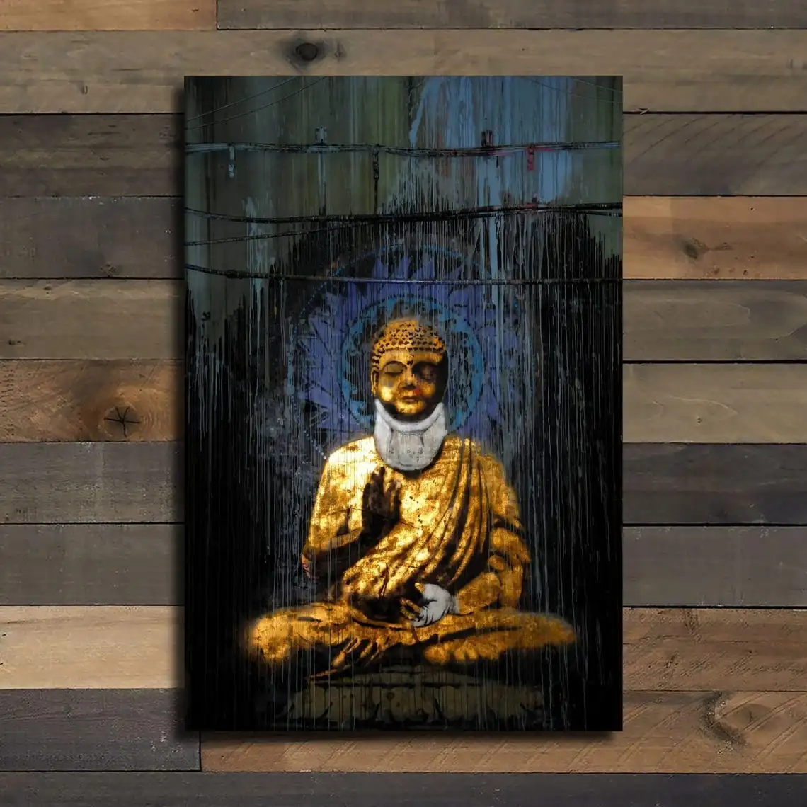 

Modern Golden Buddha Statue Portrait Canvas Painting Print On Wall Picture For Living Room Home Decor Frameless