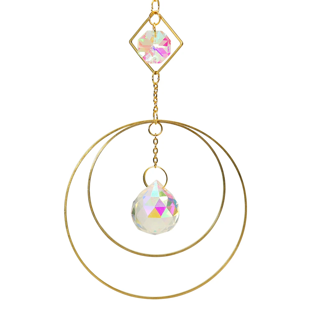 

Crystal Ball Spiral Cyclone Tail Wind Chime Hanging Decorations Suncatcher Ball Iron Ring Chandelier Pendant Prism
