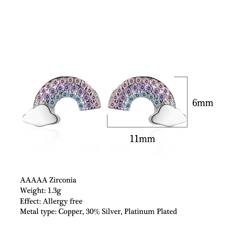 Милые радужные красочные циркониевые крошечные облака изысканные серьги