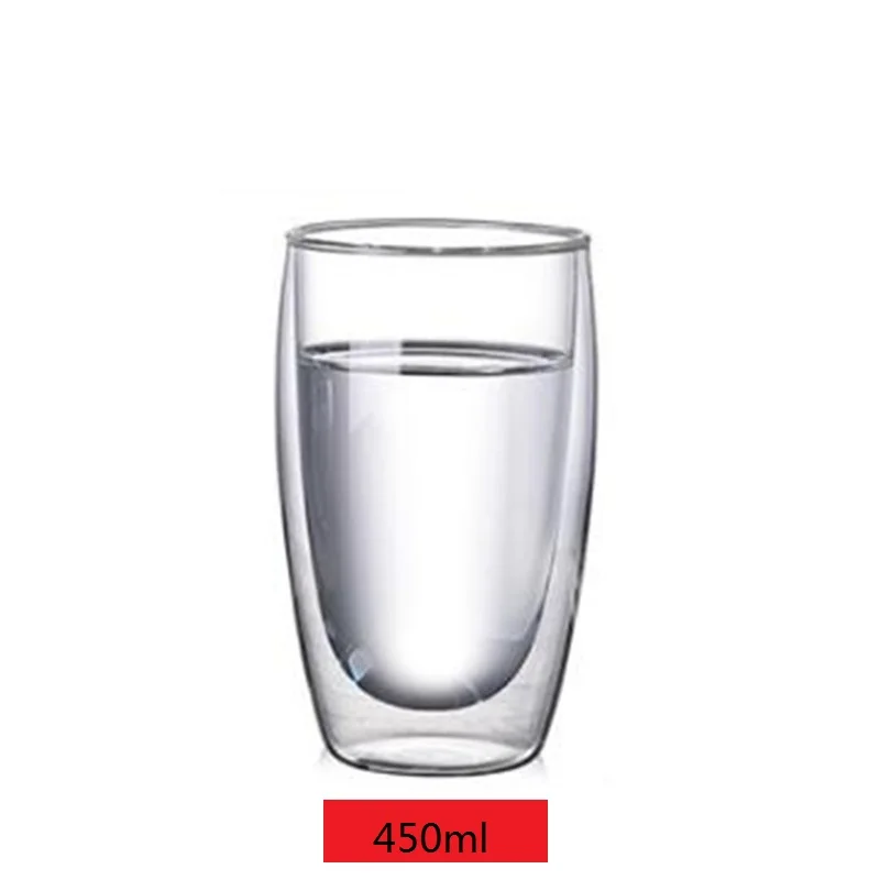 Стеклянная чашка с двойными стенками и кофейные кружки ручками термостойкая