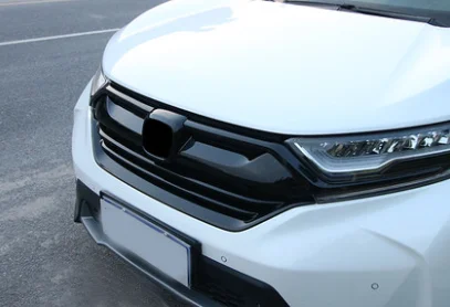 Black Carbon fiber look gloss black Front Bumper Grill Strip Trim Cover bars for Honda CRV CR-V CRV Tail door trim - Цвет: Black