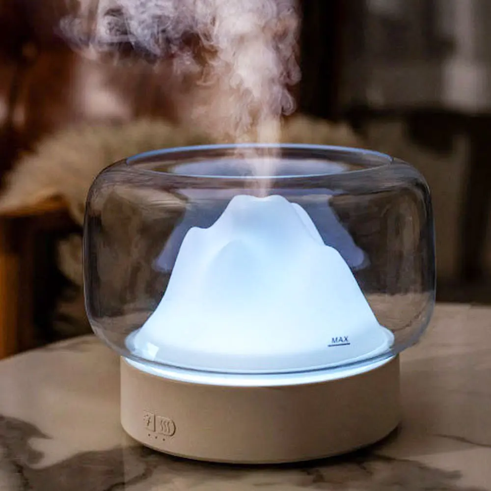

400ML Moutain View Diffuser Ultrasonic Air Humidifier Household Aroma Diffuser Aromatherapy Mist Maker with Light 2020