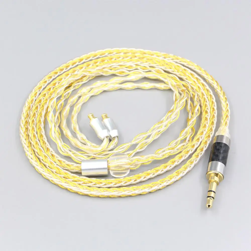 8 Core ручная работа цвет серебристый Золотой Покрытие наушников кабель для аудио