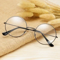 fashion eyeglasses classic round metal frame glasses clear lens eye glasses plain mirror optical eyeglasses 1pcs