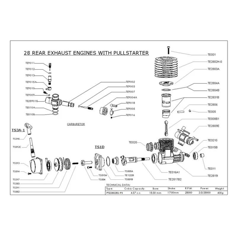 Для HSP RC автомобиля 1: 8 багги двигатель SH 28 CXP M28-P3 4.57CC 3.8Hp 33000 об/мин боковой