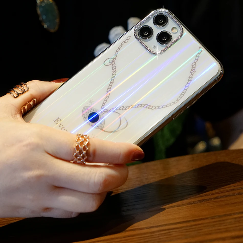 Защитное стекло для iPhone 11 Pro XS Max XR SE 8 7 6S Plus закаленное блестящее с кольцом Стразы