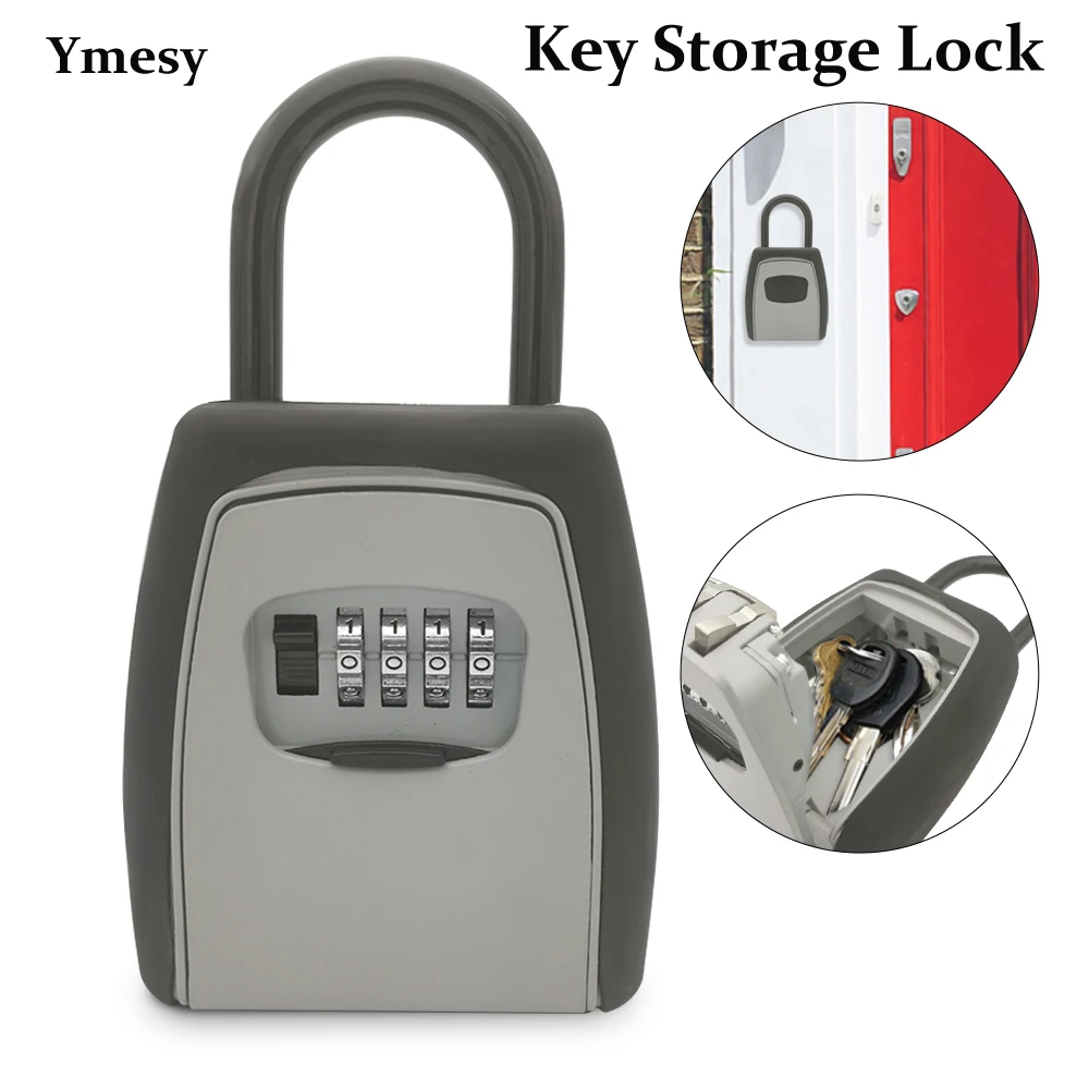 

Ymesy Key Box Safe Box Keys Storage Box Padlock Use Password Lock Alloy Material Keys Hook Security Organizer Boxes Storage Lock