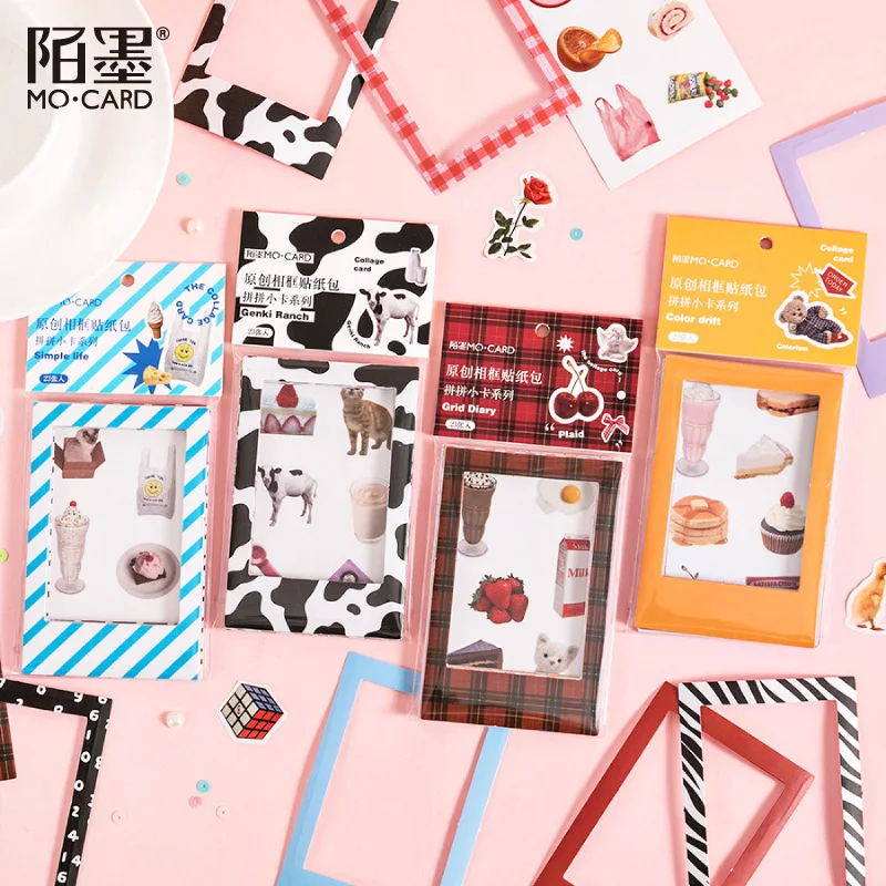 

23 Sheets Photo Frame Scrapbooking Kawaii Stickers Aesthetic Paper Cute Sticker Flakes Korean Stationery Idol Card Decorative