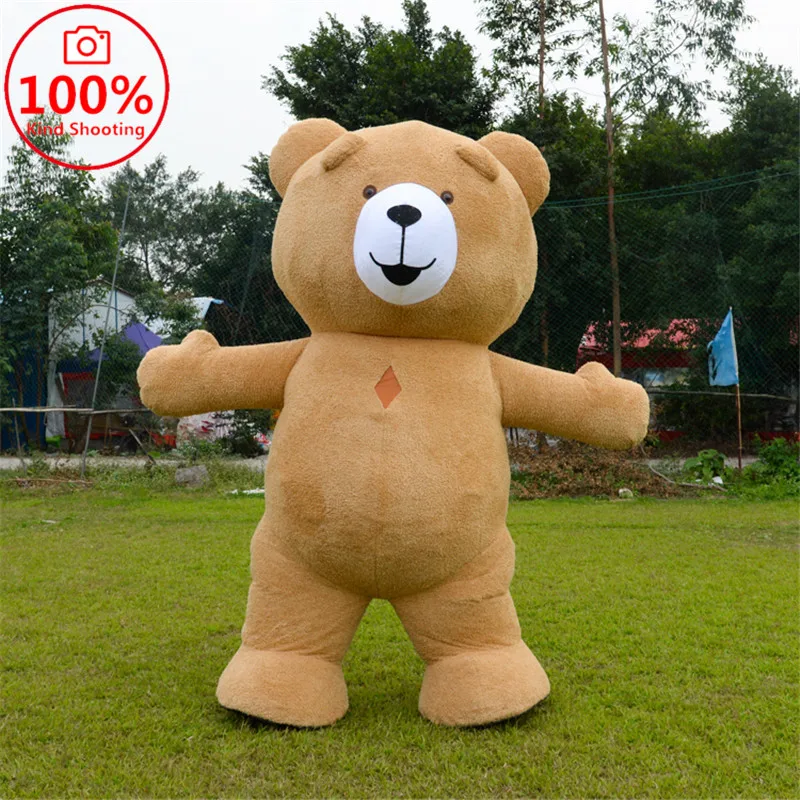 Inflatable Ted dy Bear Plush Mascot Costume Suit Cosplay Party Game Furry Dress Outfits Halloween Xmas Easter for Adult Costume