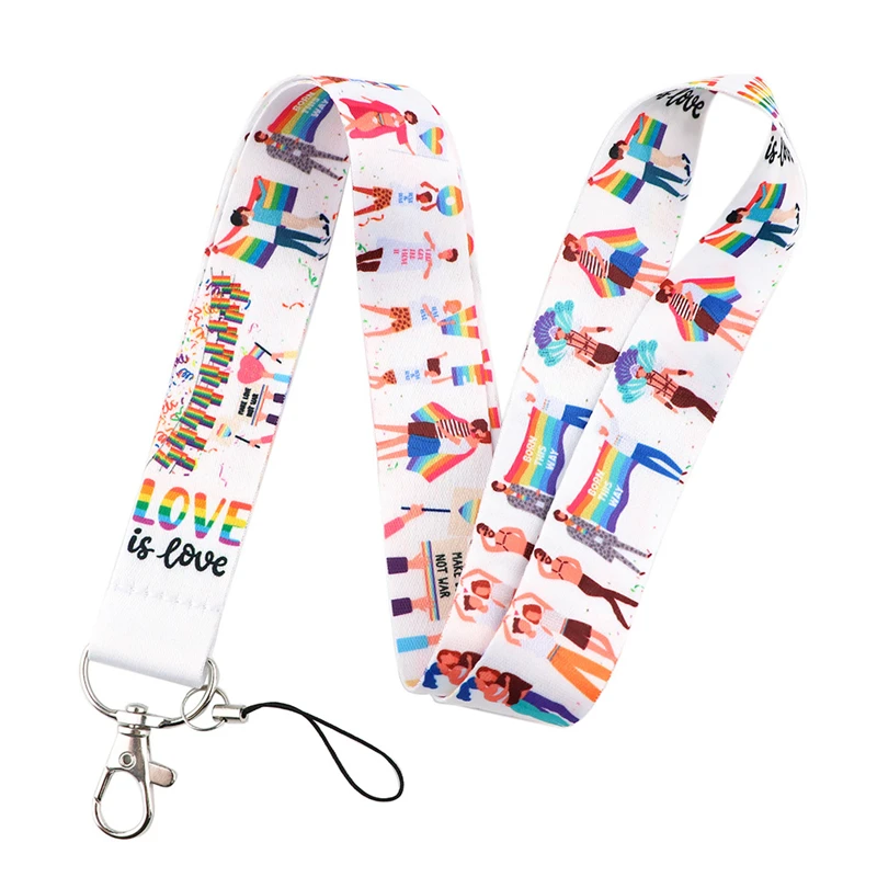 

30pcs Homosexuality Love Neck Strap Lanyards ID badge card holder keychain Mobile Phone Strap Gift Ribbon webbing necklace